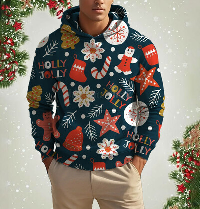 Vyriški kalėdiniai šiauriniai elniai mielo rašto džemperis Laisvalaikis ilgomis rankovėmis laisvas megztinis megztinis Vyriški ir moteriški sportiniai megztiniai drabužiai