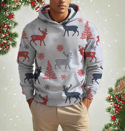 Vyriški kalėdiniai šiauriniai elniai mielo rašto džemperis Laisvalaikis ilgomis rankovėmis laisvas megztinis megztinis Vyriški ir moteriški sportiniai megztiniai drabužiai