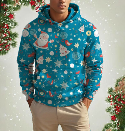 Vyriški kalėdiniai šiauriniai elniai mielo rašto džemperis Laisvalaikis ilgomis rankovėmis laisvas megztinis megztinis Vyriški ir moteriški sportiniai megztiniai drabužiai