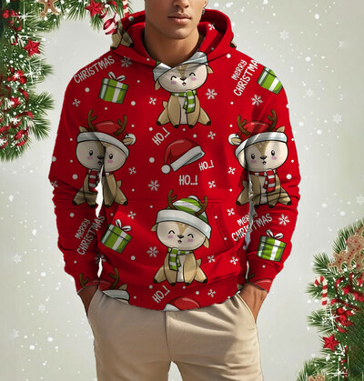 Vyriški kalėdiniai šiauriniai elniai mielo rašto džemperis Laisvalaikis ilgomis rankovėmis laisvas megztinis megztinis Vyriški ir moteriški sportiniai megztiniai drabužiai