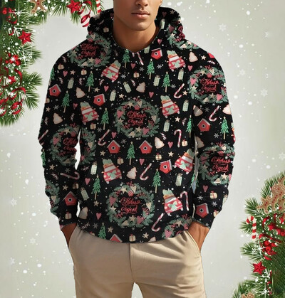 Vyriški kalėdiniai šiauriniai elniai mielo rašto džemperis Laisvalaikis ilgomis rankovėmis laisvas megztinis megztinis Vyriški ir moteriški sportiniai megztiniai drabužiai