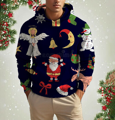 Vyriški kalėdiniai šiauriniai elniai mielo rašto džemperis Laisvalaikis ilgomis rankovėmis laisvas megztinis megztinis Vyriški ir moteriški sportiniai megztiniai drabužiai