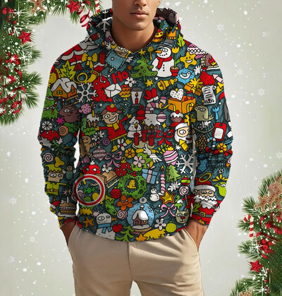 Vyriški kalėdiniai šiauriniai elniai mielo rašto džemperis Laisvalaikis ilgomis rankovėmis laisvas megztinis megztinis Vyriški ir moteriški sportiniai megztiniai drabužiai