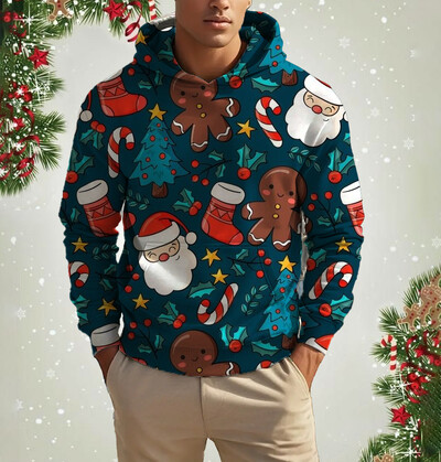 Vyriški kalėdiniai šiauriniai elniai mielo rašto džemperis Laisvalaikis ilgomis rankovėmis laisvas megztinis megztinis Vyriški ir moteriški sportiniai megztiniai drabužiai