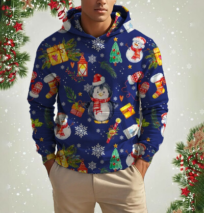 Vyriški kalėdiniai šiauriniai elniai mielo rašto džemperis Laisvalaikis ilgomis rankovėmis laisvas megztinis megztinis Vyriški ir moteriški sportiniai megztiniai drabužiai