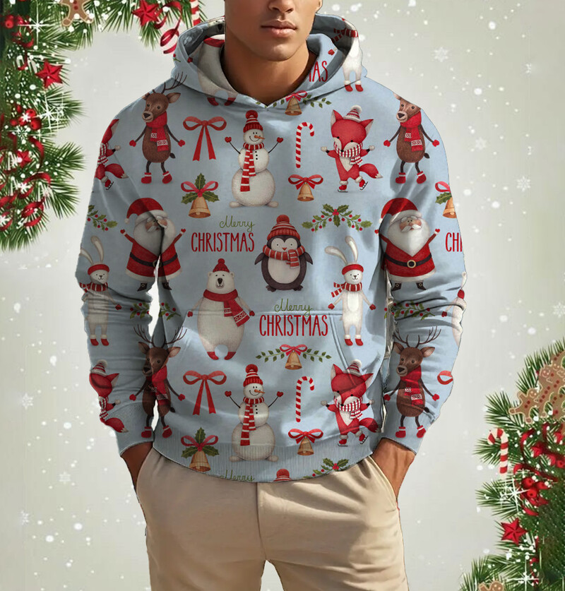 Vyriški kalėdiniai šiauriniai elniai mielo rašto džemperis Laisvalaikis ilgomis rankovėmis laisvas megztinis megztinis Vyriški ir moteriški sportiniai megztiniai drabužiai