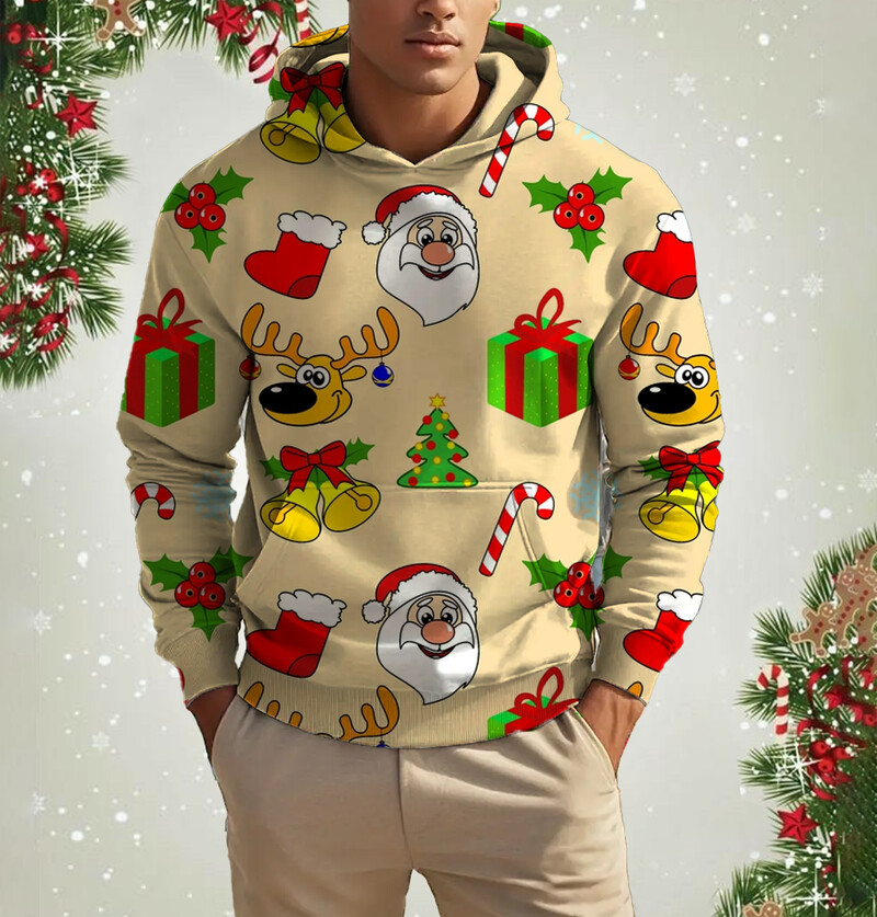 Vyriški kalėdiniai šiauriniai elniai mielo rašto džemperis Laisvalaikis ilgomis rankovėmis laisvas megztinis megztinis Vyriški ir moteriški sportiniai megztiniai drabužiai