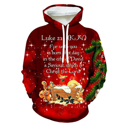 Ευρωπαϊκό και αμερικανικό νέο Χριστουγεννιάτικο Άγιο Βασίλη τρισδιάστατη ψηφιακή εκτύπωση φαρδύ ανδρικό και γυναικείο πουλόβερ στολή μπέιζμπολ pullov