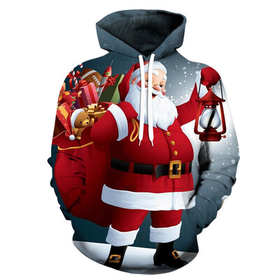 Ευρωπαϊκό και αμερικανικό νέο Χριστουγεννιάτικο Άγιο Βασίλη τρισδιάστατη ψηφιακή εκτύπωση φαρδύ ανδρικό και γυναικείο πουλόβερ στολή μπέιζμπολ pullov