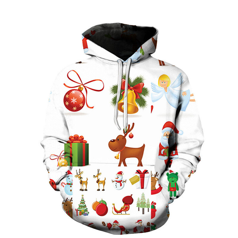 Ευρωπαϊκό και αμερικανικό νέο Χριστουγεννιάτικο Άγιο Βασίλη τρισδιάστατη ψηφιακή εκτύπωση φαρδύ ανδρικό και γυναικείο πουλόβερ στολή μπέιζμπολ pullov