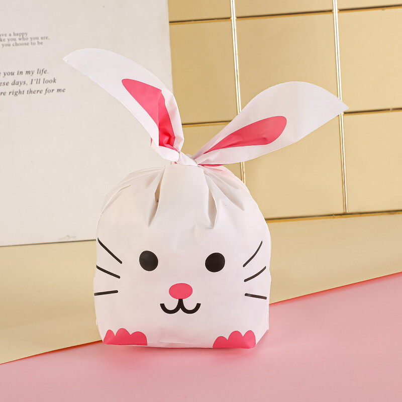 50 vnt. plastikinis animacinio filmo triušio kepimo maišelis Kawaii kepyklėlės suvynioti sausainiai Užkandžių maišelis su saldainiais Vestuvių šventės dovana