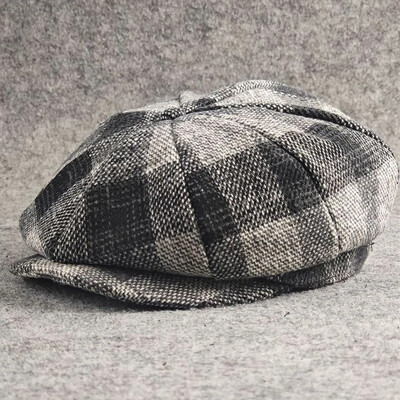 2024 m. didelio dydžio vilna beretė Vyriška aštuonkampė skrybėlė Moteriška pavasario ruduo Vilna beretė tėtis Veltinys Gebenė kepurė Vyriška laikraščių kepuraitė ML XL