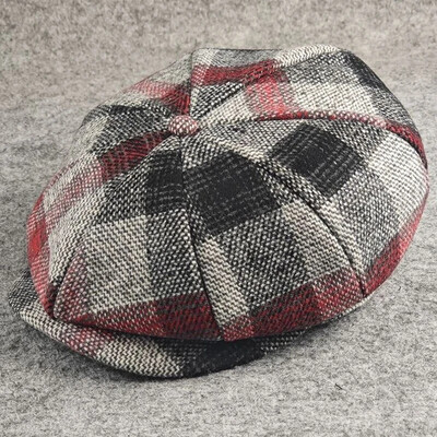 2024 m. didelio dydžio vilna beretė Vyriška aštuonkampė skrybėlė Moteriška pavasario ruduo Vilna beretė tėtis Veltinys Gebenė kepurė Vyriška laikraščių kepuraitė ML XL