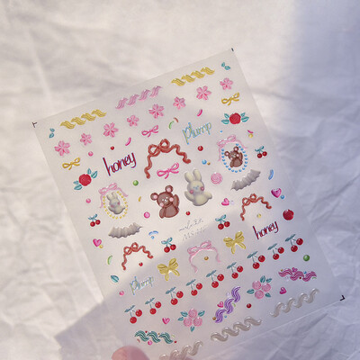 1kom 5D reljefne svjetlucave ribice Nail Art Kawaii naljepnice Ružičasto Žuto Crvene Samoljepljive Transfer Ukrasi za nokte Klizne naljepnice Uradi sam