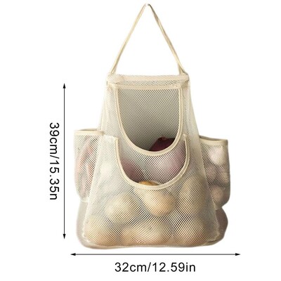 Tinklinis tinklas Daugkartinio naudojimo pakabinami laikymo maišeliai Vaisiai Daržovių Česnakai Svogūnai Namų tuščiaviduriai tinkliniai maišeliai Virtuvės priedai