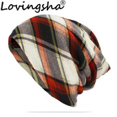 LOVINGSHA Μάρκα Φθινόπωρο Χειμώνας Γυναικεία Καπέλα διπλής χρήσης Κασκόλ Λεπτό Κλασσικό Σχέδιο Ανδρικά Skullies and Beanies Γυναικεία μάσκα προσώπου HT155