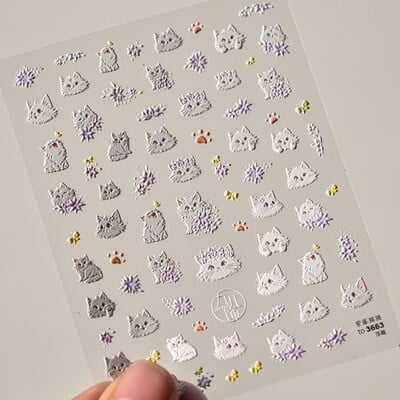 1 τμχ 5D Egypt Cat Nail Art Kawaii Αυτοκόλλητα Μπρονζέ Cartoon Cat Σχέδιο Αυτοκόλλητα Μανικιούρ Αξεσουάρ διακόσμησης DIY