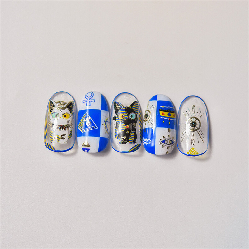 1 τμχ 5D Egypt Cat Nail Art Kawaii Αυτοκόλλητα Μπρονζέ Cartoon Cat Σχέδιο Αυτοκόλλητα Μανικιούρ Αξεσουάρ διακόσμησης DIY