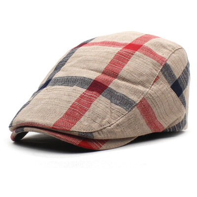Ldslyjr proljeće ljeto karirane pamučne novinske kape muške ravne kape sa šiltom ženske slikarske šešire s beretkama 32