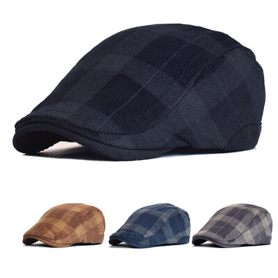 Téli vintage kockás vastag svájcisapka kordbársony újságsapka férfi női angliai Gatsby retro sapka sofőr lapos sapka