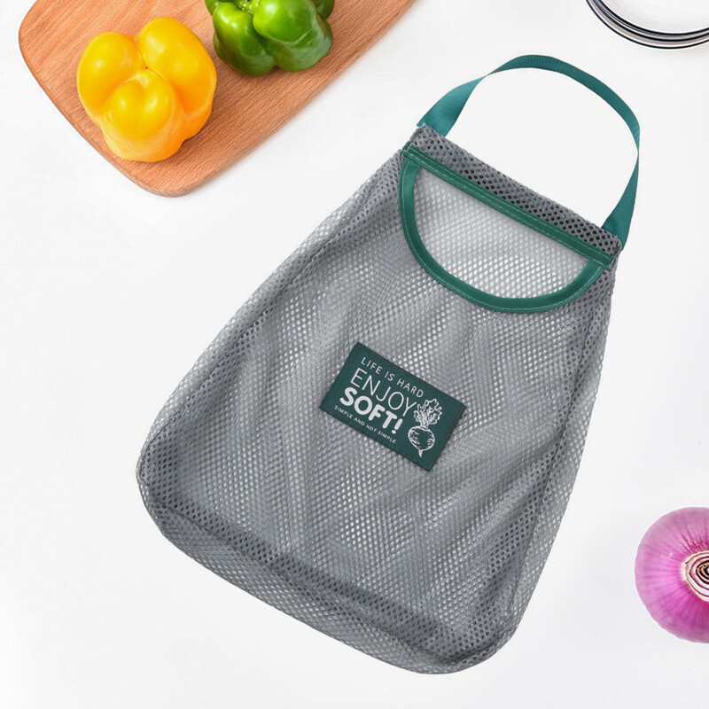 Virtuvės laikiklis Daugkartinio naudojimo tinklinės virvelės organizatorių krepšys, plaunamas ekologiškas tuščiaviduris tinklelis, nešiojamas česnakams bulvėms svogūnas