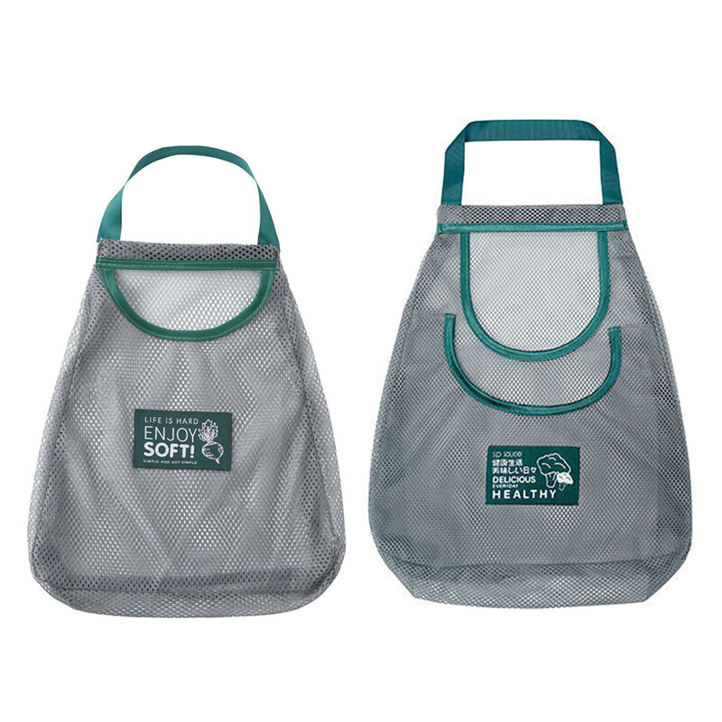 Virtuvės laikiklis Daugkartinio naudojimo tinklinės virvelės organizatorių krepšys, plaunamas ekologiškas tuščiaviduris tinklelis, nešiojamas česnakams bulvėms svogūnas