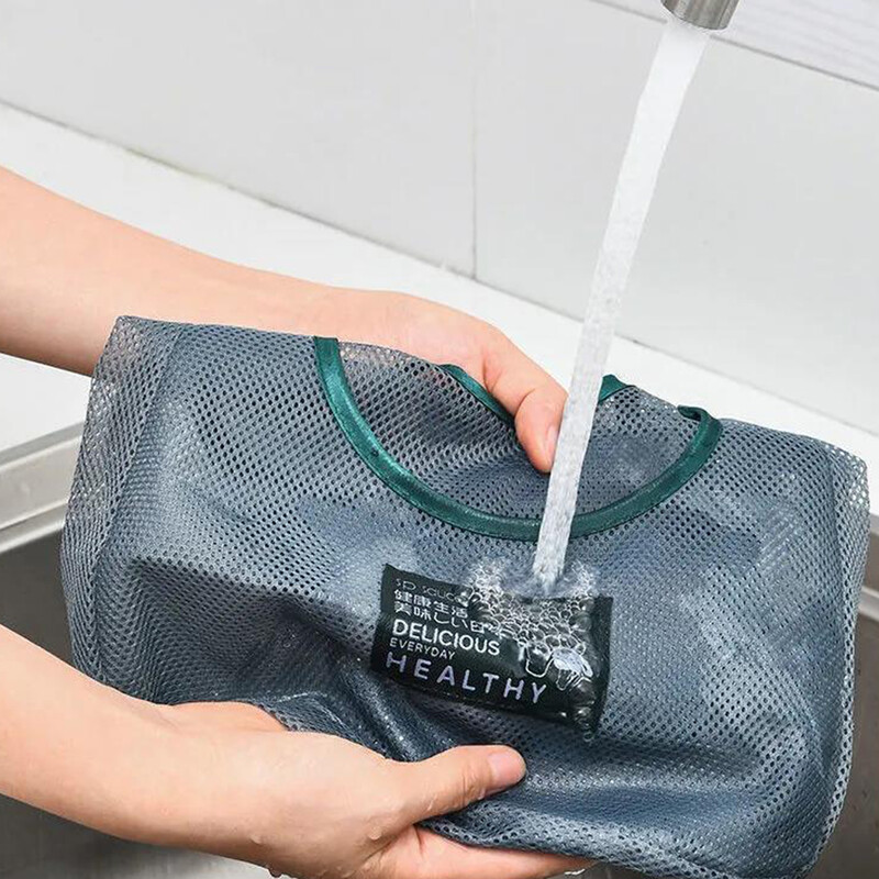 Virtuvės laikiklis Daugkartinio naudojimo tinklinės virvelės organizatorių krepšys, plaunamas ekologiškas tuščiaviduris tinklelis, nešiojamas česnakams bulvėms svogūnas