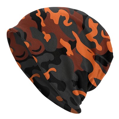 Camo stílusú fekete narancs terepszínű sapkák Hip Hop gót őszi téli koponyák sapkák sapka unisex férfi női meleg, kettős felhasználású kötött sapka