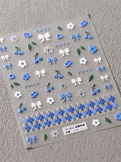 1 ΤΕΜ 5D αυτοκόλλητα νυχιών Lovely Rabbit Red Strawberry Μαλακά ανάγλυφα ανάγλυφα Αυτοκόλλητα αυτοκόλλητα νυχιών Αυτοκόλλητα για μανικιούρ