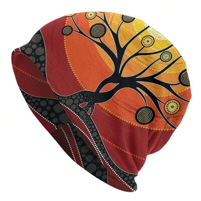 Australijos aborigenų kepurės lauke šiltos oranžinės plonos kepuraitės gaubtas Hipster Skullies beanies kepuraitės vyrams moteriškos ausinės vaikino dovana