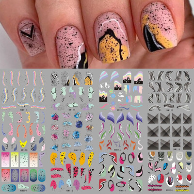 Francuski savjeti Naljepnice za klizanje za nokte Tattoo Geometrijske linije Nail Art Transfer Water Decals Manciture Decoration