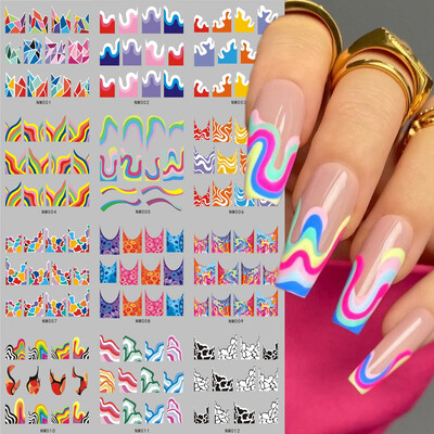 Francuski savjeti Naljepnice za klizanje za nokte Tattoo Geometrijske linije Nail Art Transfer Water Decals Manciture Decoration