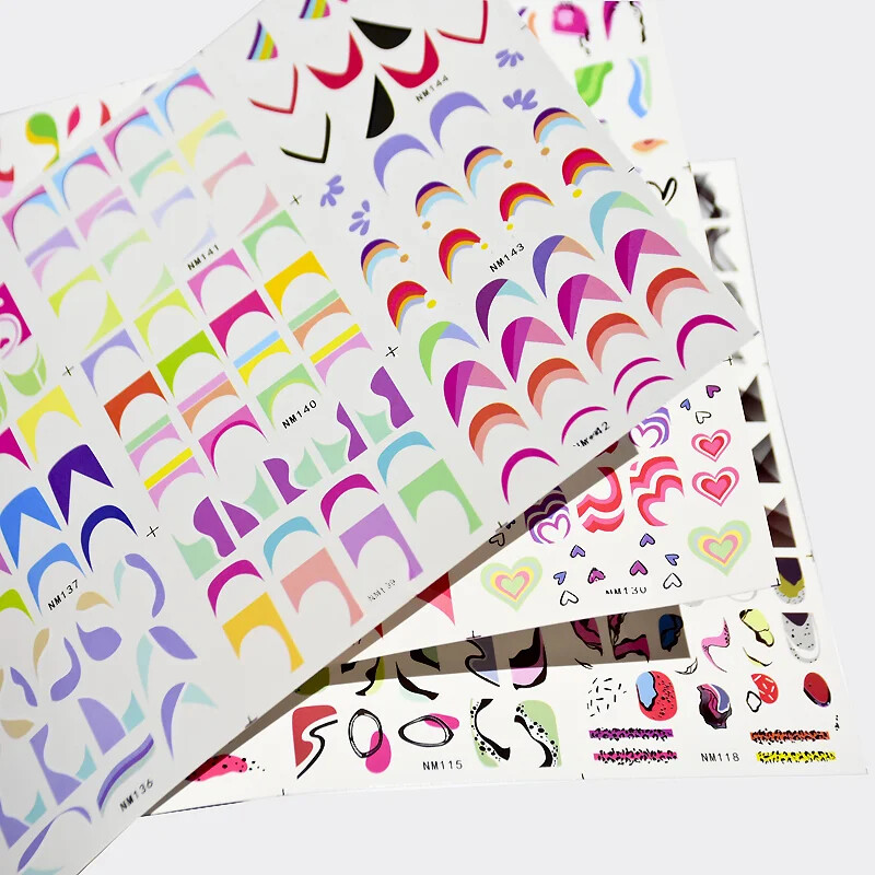 Francuski savjeti Naljepnice za klizanje za nokte Tattoo Geometrijske linije Nail Art Transfer Water Decals Manciture Decoration