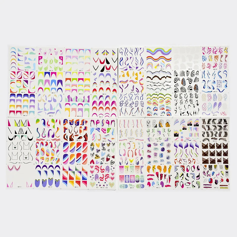 Francuski savjeti Naljepnice za klizanje za nokte Tattoo Geometrijske linije Nail Art Transfer Water Decals Manciture Decoration