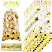 50 τεμ Bee Clear Candy Bags Yellow Honey Bee Cellofane Candy Bag with Twist Ties Τσάντες συσκευασίας για Baby Shower πάρτι γενεθλίων