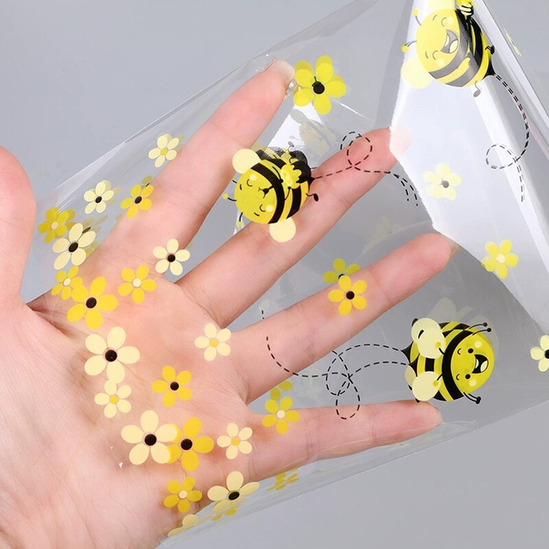 50 τεμ Bee Clear Candy Bags Yellow Honey Bee Cellofane Candy Bag with Twist Ties Τσάντες συσκευασίας για Baby Shower πάρτι γενεθλίων