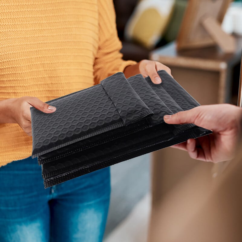 10 bucăți saci plic cu bule negre, cu auto-sigilare, plicuri de transport căptușite, cu pungă de expediere cu bule, pachete cadou pentru transport.