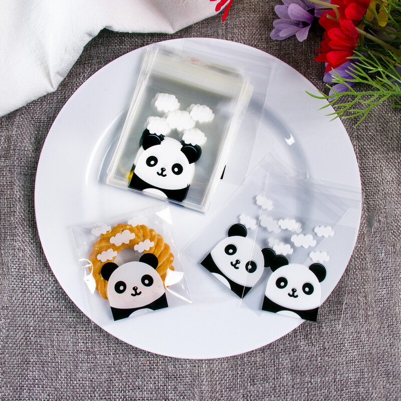 100 komada Panda uzorka prozirne celofanske vrećice slatki kolačić slatkiši pakiranje darova za zabavu za djecu Baby Shower Panda rođendan