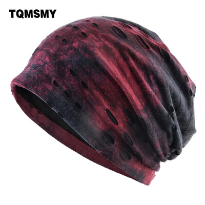 TQMSMY Fashion Ripped Hat για Άντρες Γυναικεία Εκτύπωση με μελάνι Skullies Beanies Streetwear Hip Hop Beanie Καπέλα καπό Καπέλα Unisex TME179