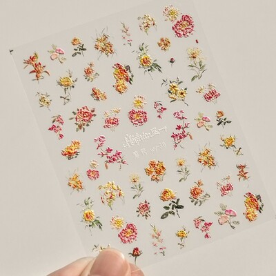 1 τεμ. 5D αυτοκόλλητα λουλουδιών για νύχια κινέζικος γερανός παπαγάλος χρυσάνθεμο wisteria Αυτοκόλλητα διακοσμητικά νυχιών Χαλκομανίες Αξεσουάρ