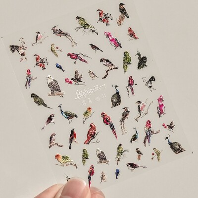 1 τεμ. 5D αυτοκόλλητα λουλουδιών για νύχια κινέζικος γερανός παπαγάλος χρυσάνθεμο wisteria Αυτοκόλλητα διακοσμητικά νυχιών Χαλκομανίες Αξεσουάρ