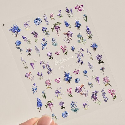 1 τεμ. 5D αυτοκόλλητα λουλουδιών για νύχια κινέζικος γερανός παπαγάλος χρυσάνθεμο wisteria Αυτοκόλλητα διακοσμητικά νυχιών Χαλκομανίες Αξεσουάρ