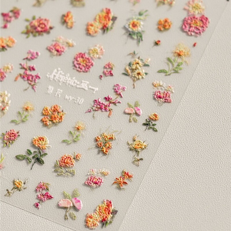 1 τεμ. 5D αυτοκόλλητα λουλουδιών για νύχια κινέζικος γερανός παπαγάλος χρυσάνθεμο wisteria Αυτοκόλλητα διακοσμητικά νυχιών Χαλκομανίες Αξεσουάρ