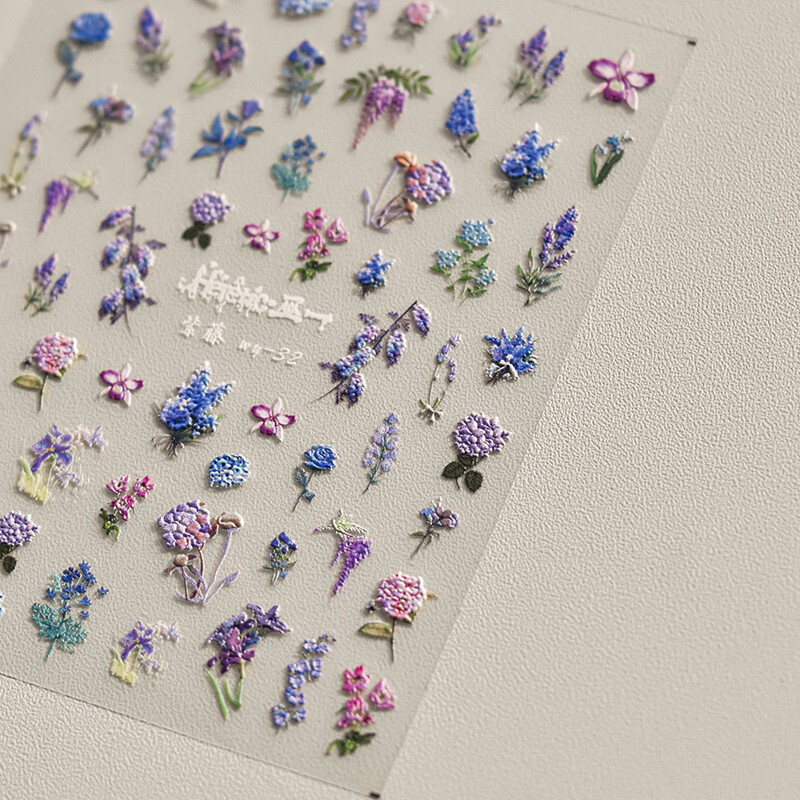 1 τεμ. 5D αυτοκόλλητα λουλουδιών για νύχια κινέζικος γερανός παπαγάλος χρυσάνθεμο wisteria Αυτοκόλλητα διακοσμητικά νυχιών Χαλκομανίες Αξεσουάρ