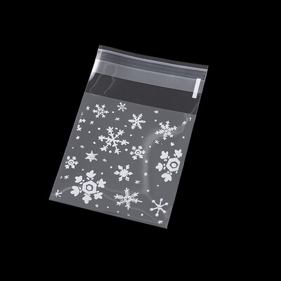 100 τμχ/Παρτίδα Πλαστικές διαφανείς καραμέλες αυτοκόλλητες τσάντες σελοφάν Αποθήκευση κοσμημάτων για τσάντες πάρτι Τσάντες συσκευασίας δώρου Χριστουγέννων