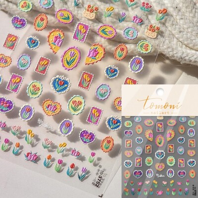 1kom 5D japanske šarene naljepnice za nokte AB Kawaii tulipan cvijet ukrasi za nokte naljepnice samoljepljivi klizač DIY pribor