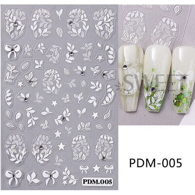 Glitter 5D χειμωνιάτικα χριστουγεννιάτικα αυτοκόλλητα νυχιών Λευκό ασημί αλκές πιγκουίνος πιγκουίνος γάτα νιφάδα χιονιού φιόγκος ελαφρύ μπάλα ρίγες σε γραμμή διακόσμηση νυχιών