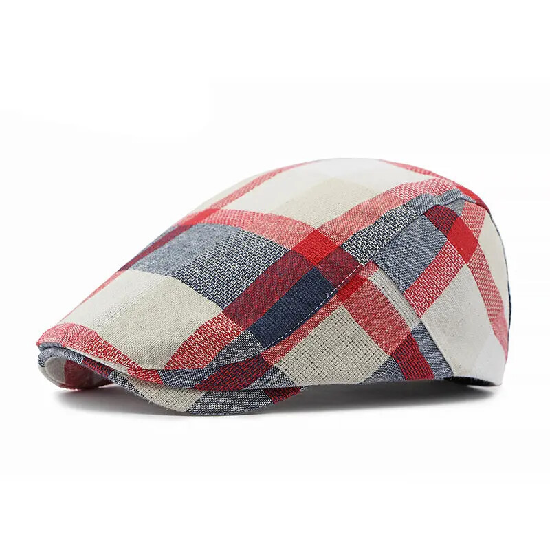Four Seasons Cotton καρό Καπέλα Newsboy Flat Peaked Cap Ανδρικά και γυναικεία Καπέλα μπερέ ζωγραφικής 02