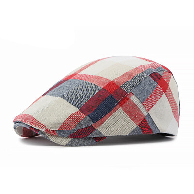 Four Seasons Cotton καρό Καπέλα Newsboy Flat Peaked Cap Ανδρικά και γυναικεία Καπέλα μπερέ ζωγραφικής 02