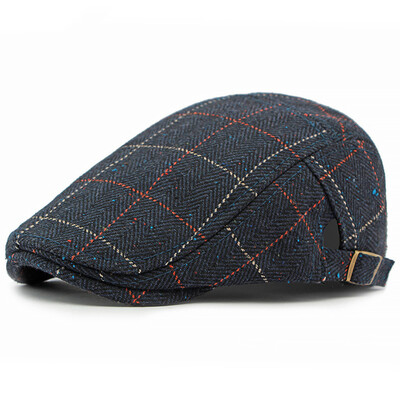 HT4289 Berets Férfi Új Vintage kockás lapos sapka Retro Artist Festő Berett Kalapok Férfi Tavaszi Őszi Csíkos svájcisapka
